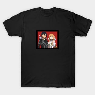 Kirito and Asuna with fairy Yui from sword art online T-Shirt